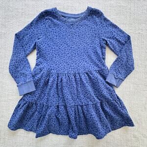 Cat & Jack Blue Leopard Print Sweatshirt Dress VGUC 7/8